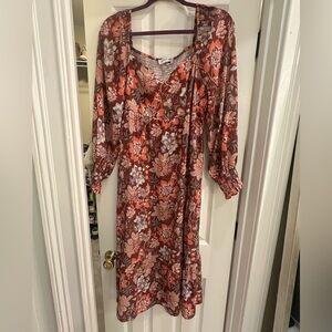Petal & Pup Floral Rust Midi Dress